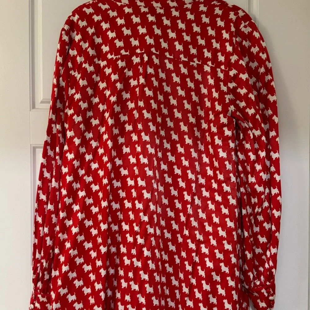 Maeve “The Caroline” Red Dress with White Dog Pattern from Anthropologie - Picture 3 of 3